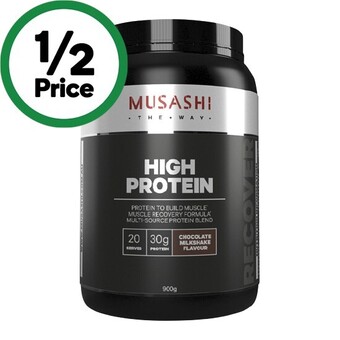 Woolworths Musashi high protein powder chocolate 900g offer