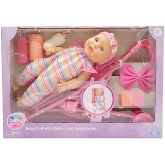 Baby doll with stroller & accessories