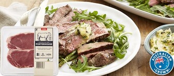 Coles Coles no added hormones beef porterhouse steak 2 pack 450g offer