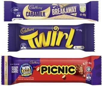 Coles Cadbury chocolate bar 30g-60g offer