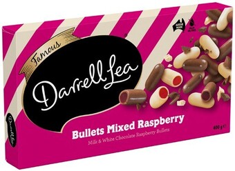 Coles Darrell lea mixed raspberry bullets gift box 400g offer