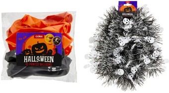 Coles Halloween decorative tinsel 2m or printed balloons 10 pack offer