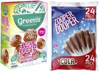 Coles Zooper dooper water ice 24 pack or greens zooper dooper baking mixes 150g-430g offer
