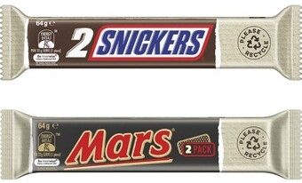 Coles Mars 2 pack chocolate bar 64g-72g offer