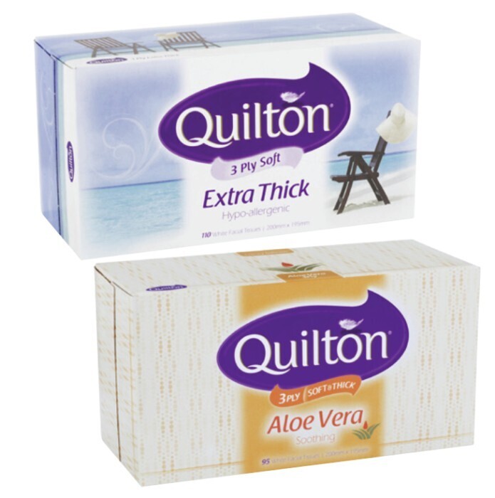 Quilton facial tissues 3 ply 95 pack or 110 pack offer at Coles