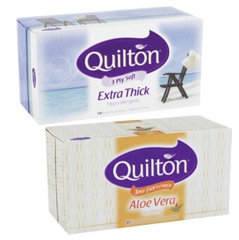 Coles Quilton facial tissues 3 ply 95 pack or 110 pack offer