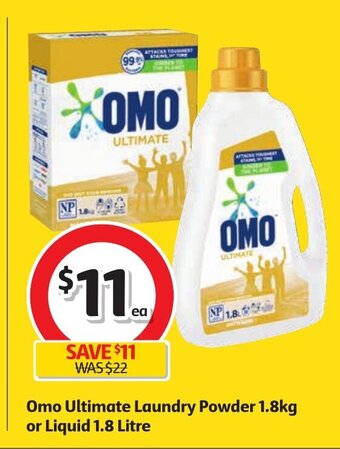 Coles Omo Ultimate Laundry Powder 1.8kg or Liquid 1.8 Litre offer