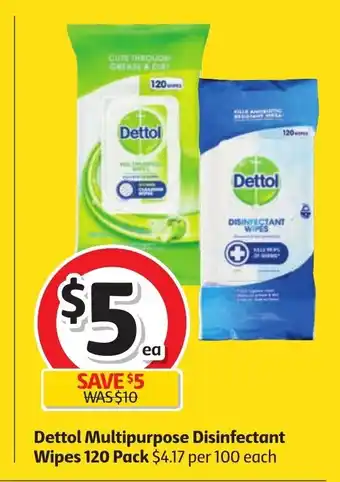 Coles Dettol Mutlipurpose Disinfectant Wipes 120 Pack offer