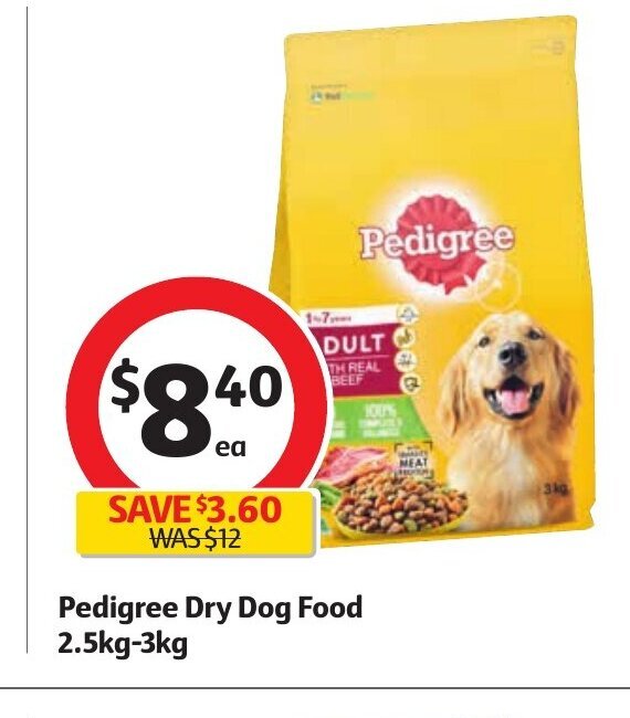 Pedigree Dry Dog Food 2.5kg 3kg offer at Coles