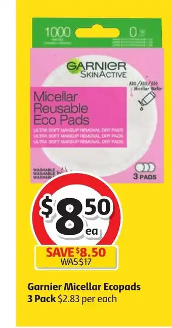 Coles Garnier Micellar Ecopads 3 pack offer