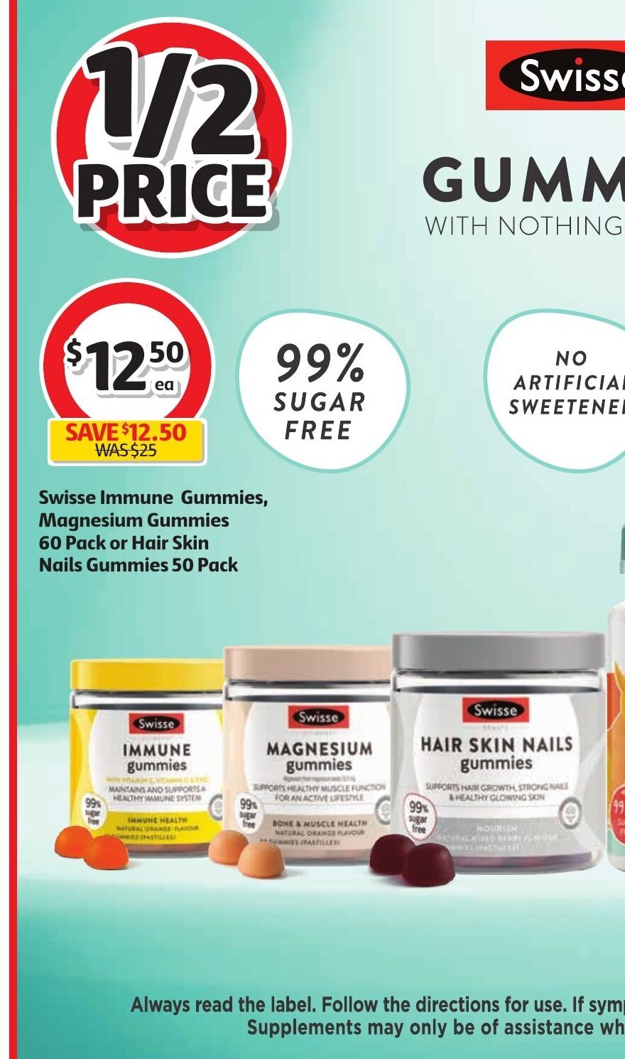 Swisse immune Gummies, Magnesium Gummies 60 pack or Hair Skin Nails