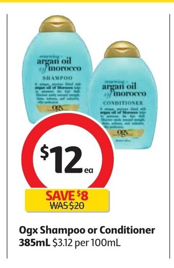 Coles Ogx Shampoo or Conditioner 385mL offer