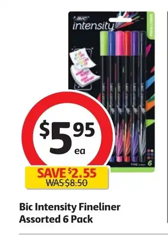 Coles Bic Intensity Fineliner Assorted 6 Pack offer