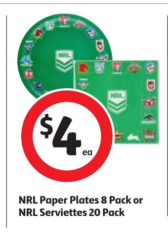 Coles NRL Paper Plates 8 pack or NRL Serviettes 20 pack offer