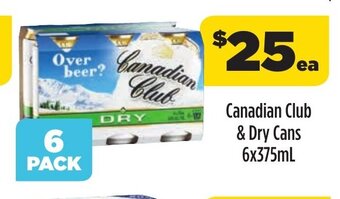 Coles Canadian Club & Dry Cans 6x375mL offer