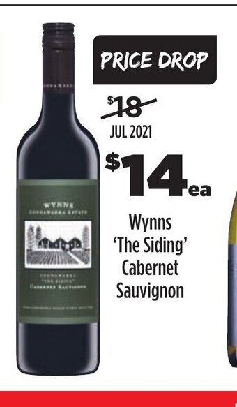 Coles Wynns 'The Siding' Cabernet Sauvignon offer