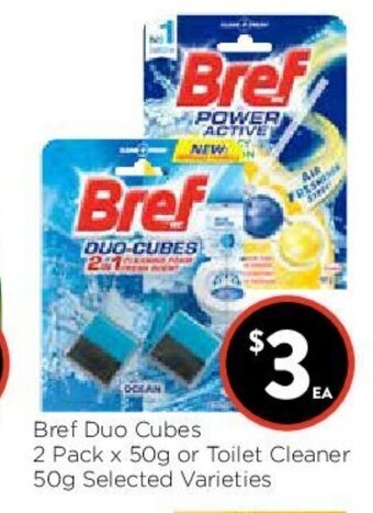 Foodworks Bref Duo Cubes 2 Pack x 50g or Toilet Cleaner 50g offer