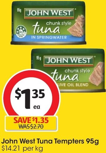 Coles John West Tuna Tempters 95g offer