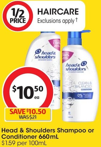 Coles Head & Shoulders Shampoo or Conditioner 660mL offer