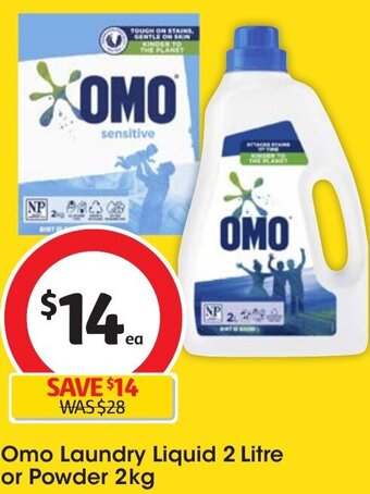 Coles Omo Laundry Liquid 2 Litre or Powder 2kg offer