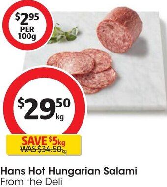 Coles Hans Hot Hungarian Salami offer