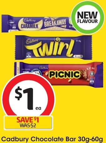 Coles Cadbury Chocolate Bar 30g-60g offer