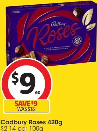 Coles Cadbury Roses 420g offer