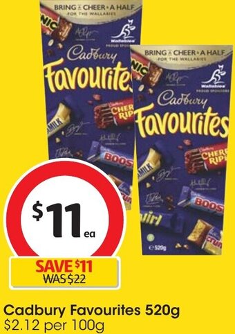 Coles Cadbury Favourites 520g offer