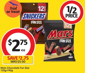 Coles Mars Chocolate Fun Size 132g-192g offer