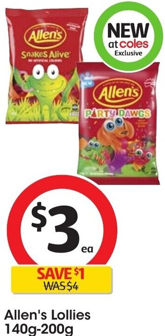 Coles Allen's Lollies 140g-200g offer