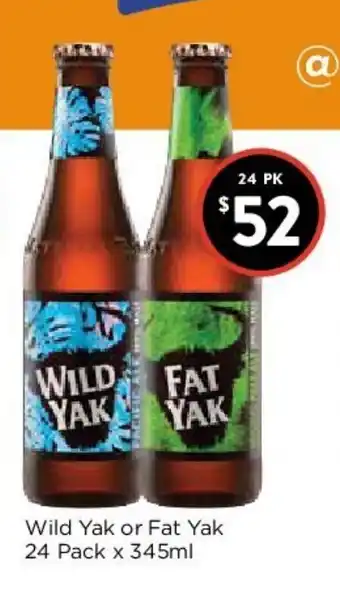 Foodworks Wild Yak or Fat Yak 24 Pack x 345ml offer