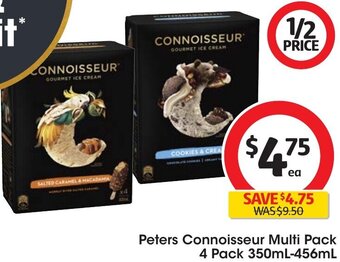 Coles Peters Connoisseur Multi Pack 4 Pack 350mL-456mL offer