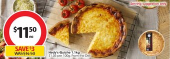 Coles Hedy's Quiche 1.1kg offer