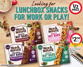 Coles Nice & Natural Nut Bars 180g-192g offer