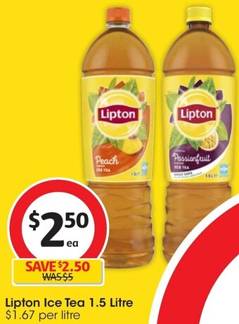 Coles Lipton Ice Tea 1.5 Litre offer