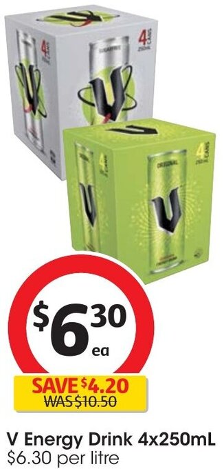 Coles V Energy Drink 4x250mL offer