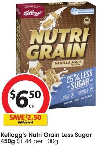 Coles Kellogg's Nutri Grain Less Sugar 450g offer