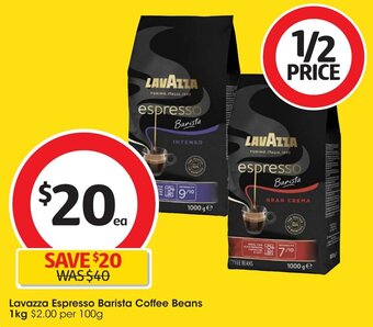 Coles Lavazza Espresso Barista Coffee Beans 1kg offer
