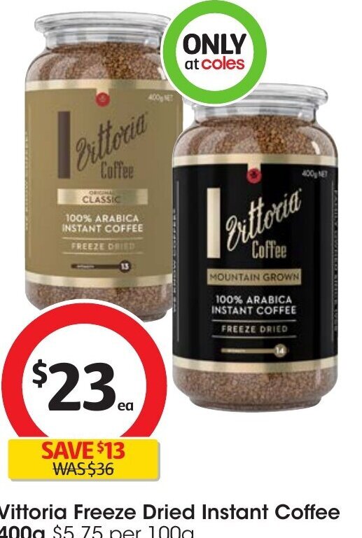 Vittoria Freeze Dried Instant Coffee offer at Coles