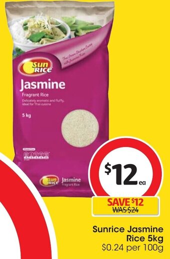 Coles Sunrice Jasmine Rice 5kg offer