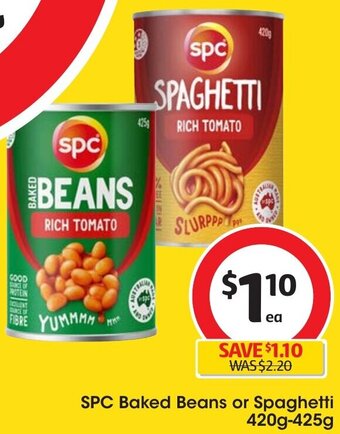 Coles SPC Baked Beans or Spaghetti 420g-425g offer