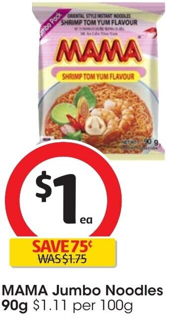 Coles MAMA Jumbo Noodles 90g offer