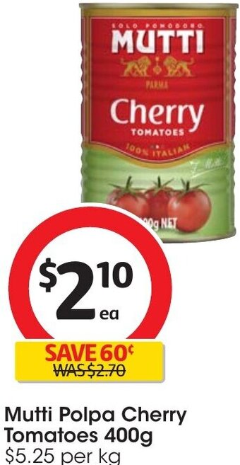 Coles Mutti Polpa Cherry Tomatoes 400g offer