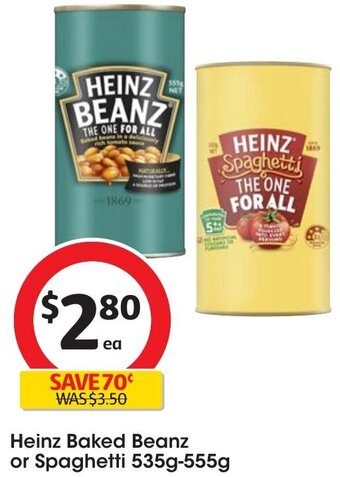 Coles Heinz Baked Beanz or Spaghetti 535g-555g offer
