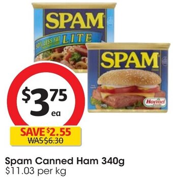 Coles Spam Canned Ham 340g offer