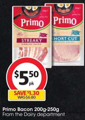 Coles Primo Bacon 200g-250g offer