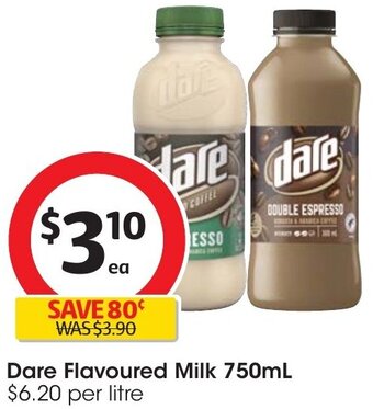 Coles Dare Flavoured Milk 750mL offer