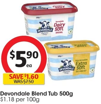 Coles Devondale Blend Tub 500g offer