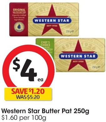 Coles Western Star Butter Pat 250g offer