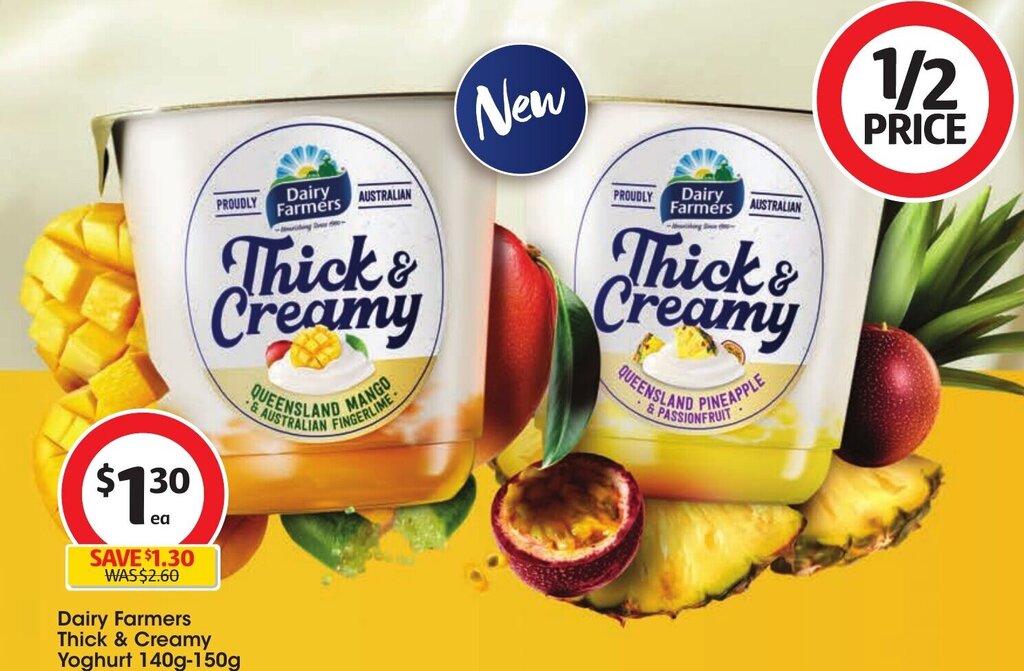 Dairy Farmers Thick & Creamy Yoghurt 140g150g offer at Coles